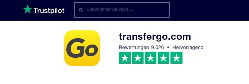 Bewertungen TransferGo bei Trustpilot